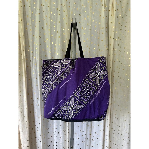 Handmade Reversable Polynesian Canvas Tribal Tote Beach Shopping Bag - Picture 3 of 5